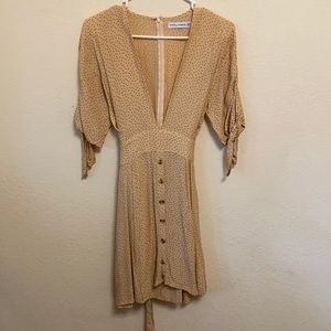 Deep V Tie Back Polka Dot Dress